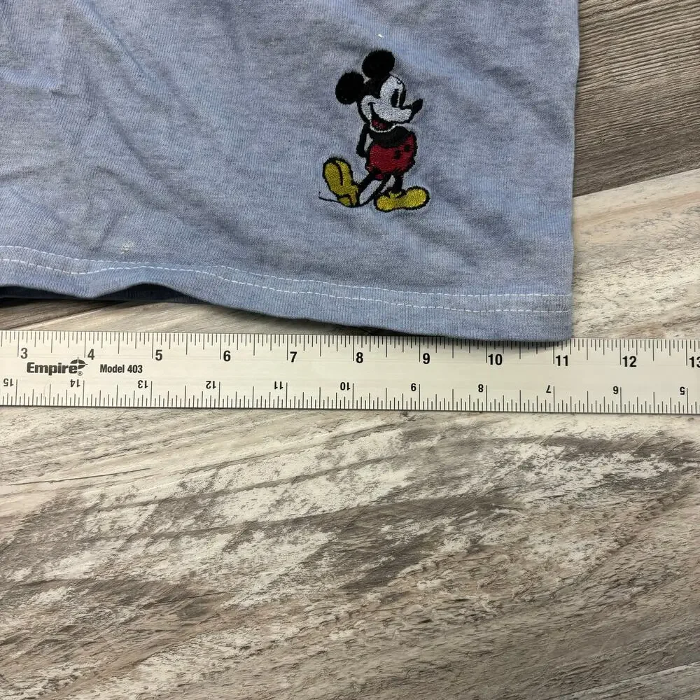 Vintage Disney Shorts Mickey Mouse Baby Blue Men L Drawstring USA Made Sweat